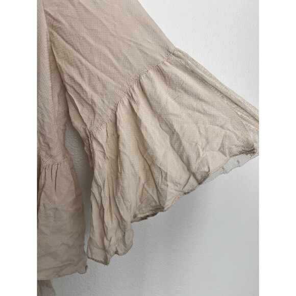 Free People Emotion Bell Sleeve Lace Blouse Peasant Top Fairy Cottage Coquette - Picture 2 of 8